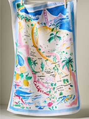✨ 🆕 Anthropologie Coastal Summer California Dish Towel